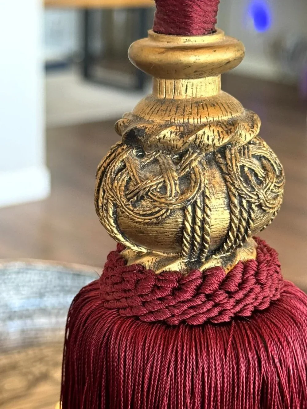 Burgundy and Gold Curtain Drapery Tie-Back Tassel 24